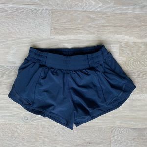 Navy Lululemon hotty hot shorts, size 4